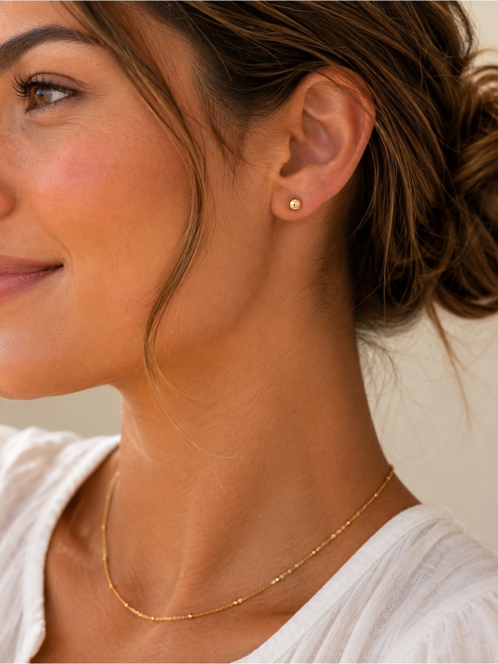 Gold Ball Stud Earrings 18K Gold Plated Stainless Steel Waterproof Hypoallergeni